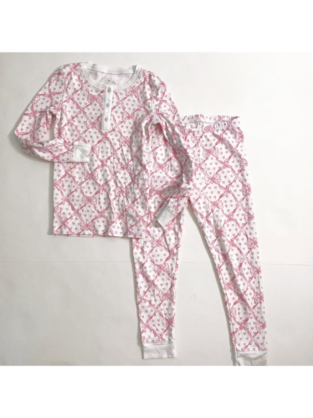 Roller Rabbit x Love Shack Fancy Girls Pink Ribbon Pajama Set, Size 8 - Picture 2 of 5